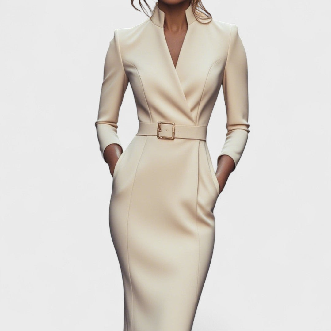 Mary | Elegant Belted Midi Dress