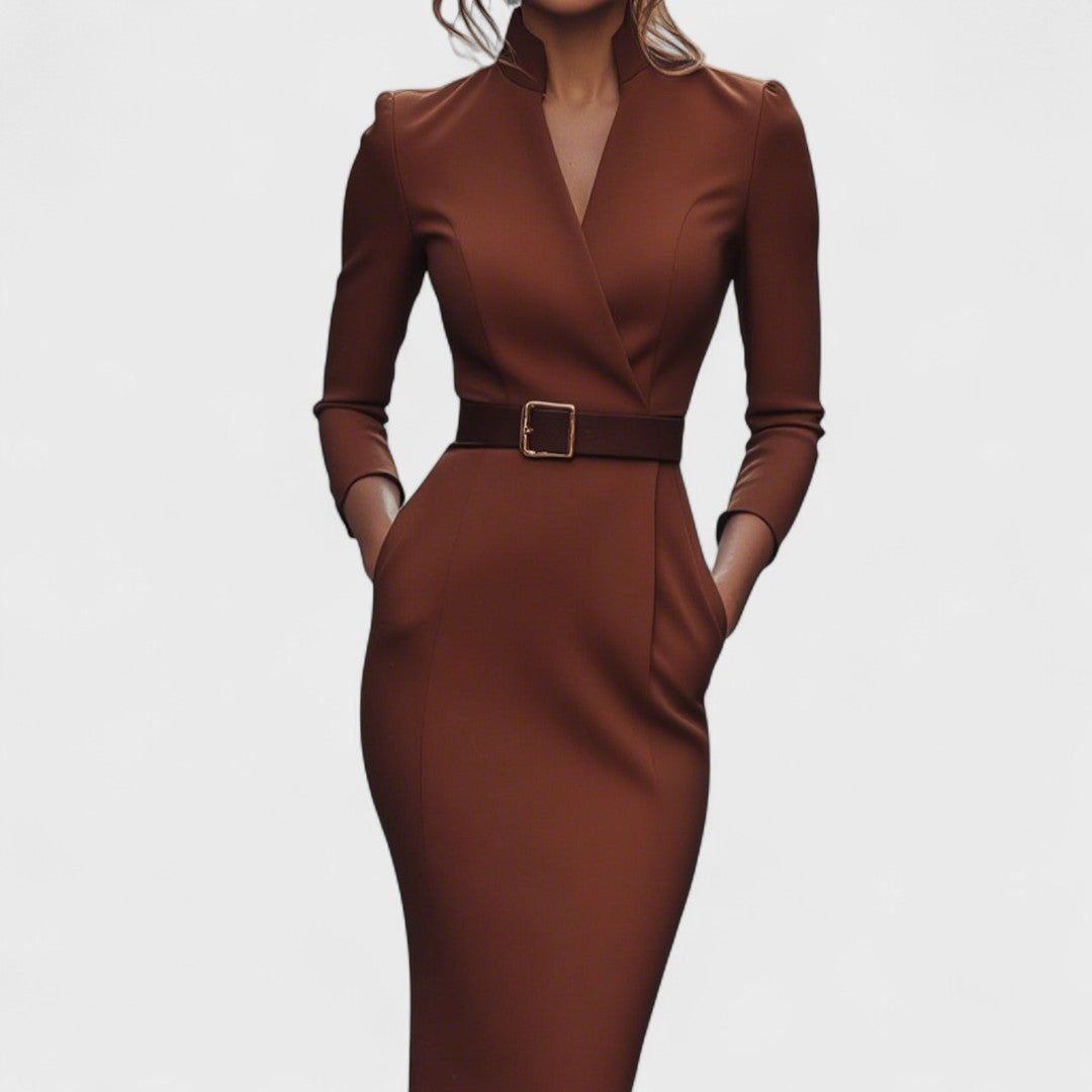 Mary | Elegant Belted Midi Dress