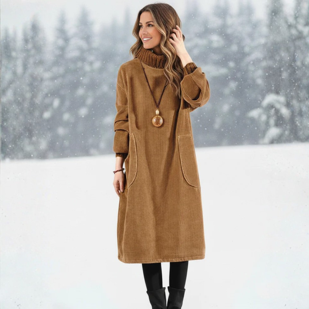 Mabel | Cozy Turtleneck Midi Dress