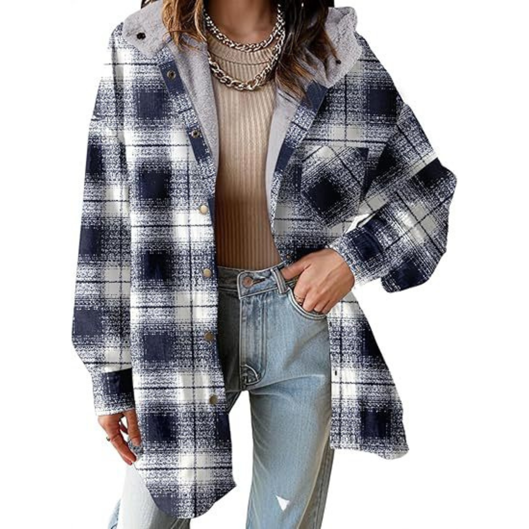 Cheryl | Cozy Hooded Plaid Jacket