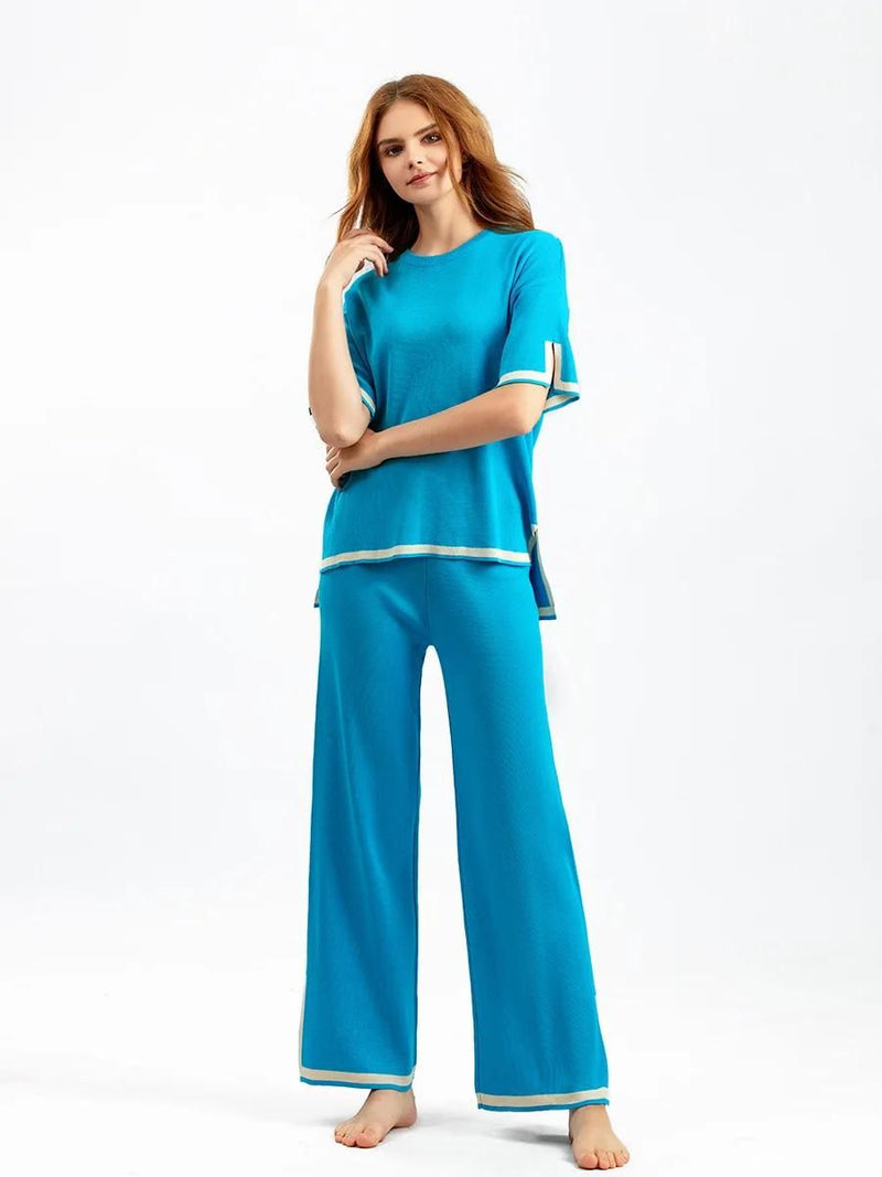 Charlotte⢠- Elegant Ice Silk Short Sleeve Co-Ord Set