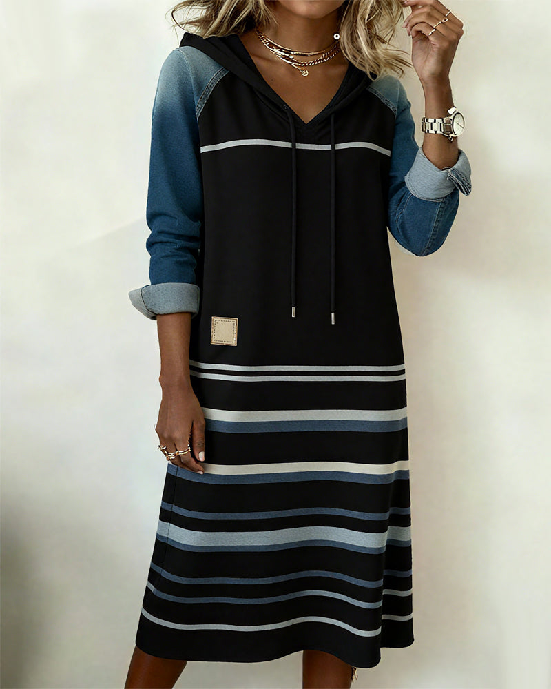 Sophie | Cozy Striped Hooded Dress