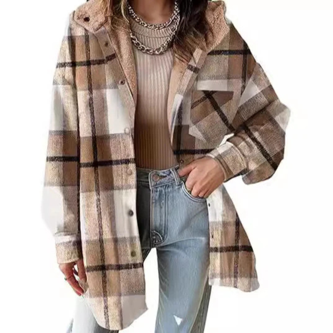 Cheryl | Cozy Hooded Plaid Jacket