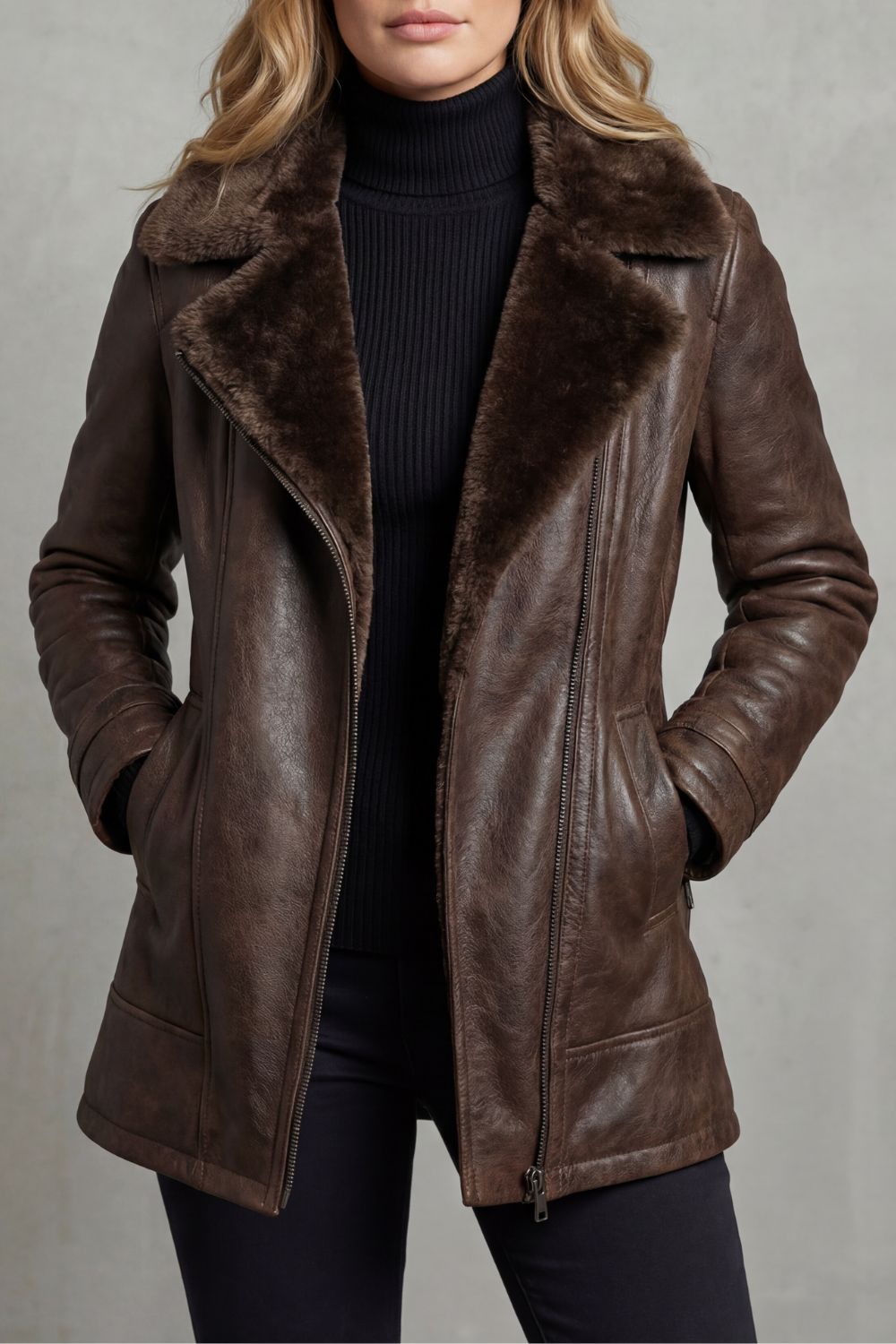 Georgia | Shearling-lined elegance – Leather jacket