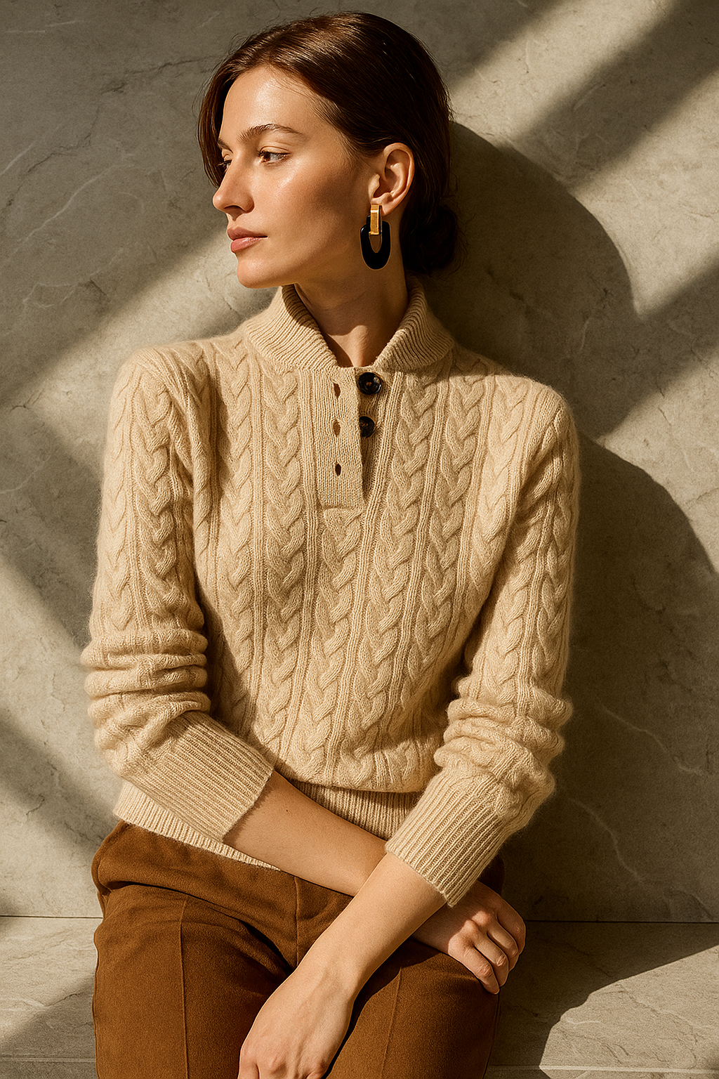 Evelyn | Cashmere Henley Sweater
