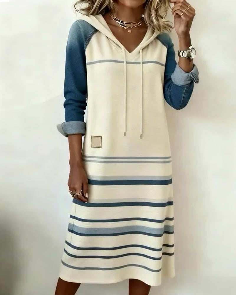 Sophie | Cozy Striped Hooded Dress