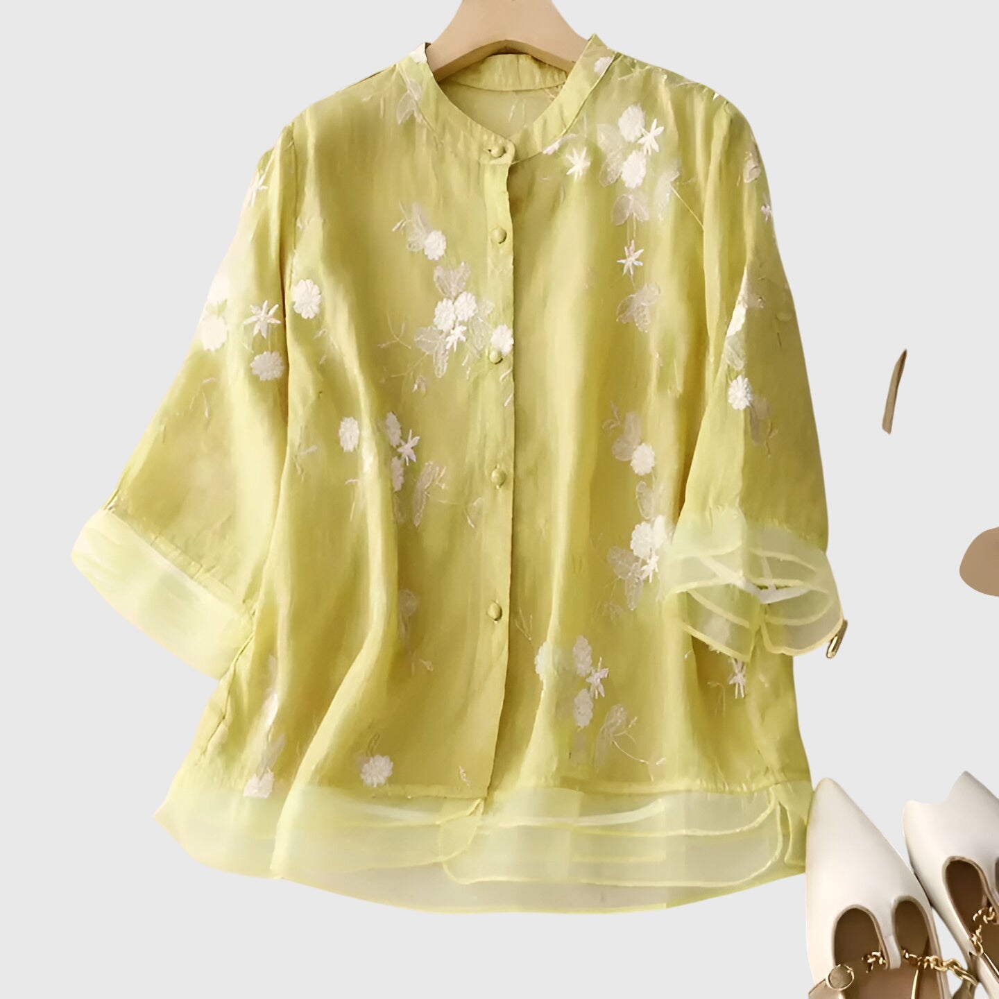 Nellie⢠| Elegant Top with Embroidered Flowers