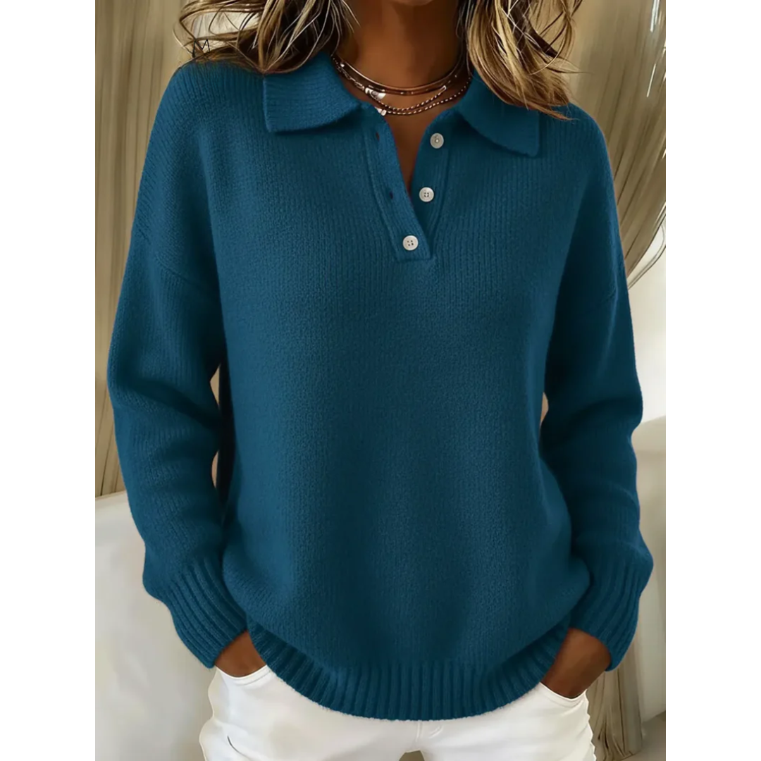 Clara | Soft Knit Polo Sweater