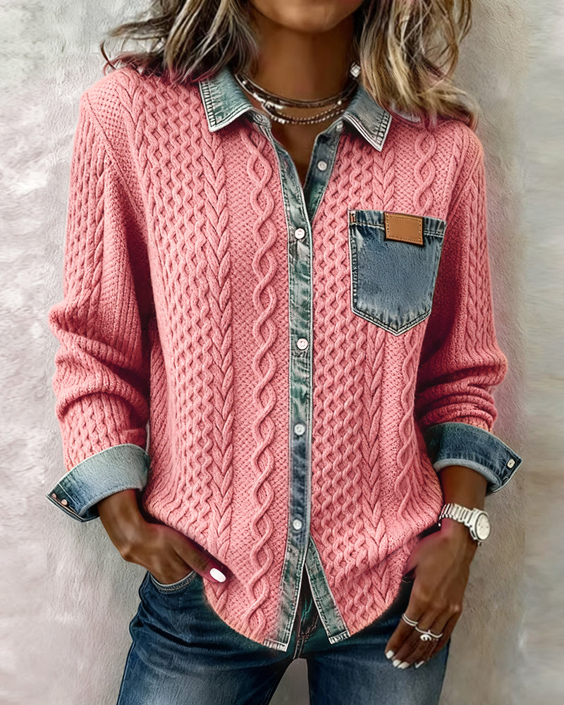 Barbara | Cozy Cable-Knit Denim Shirt