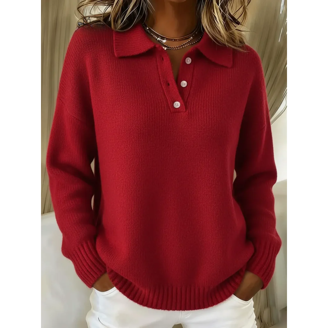 Clara | Soft Knit Polo Sweater