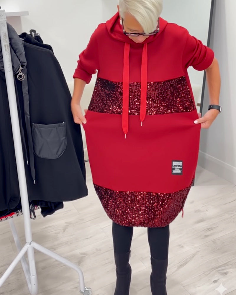 Lucinda | Sparkle Hooded Sweater Dress