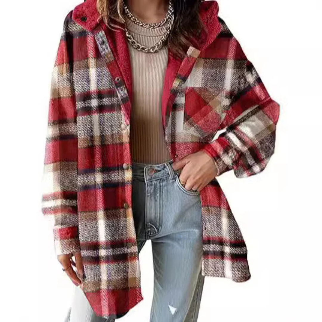 Cheryl | Cozy Hooded Plaid Jacket
