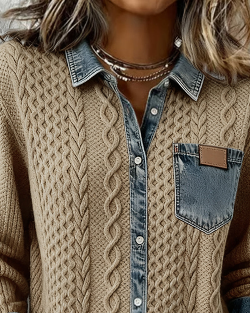 Barbara | Cozy Cable-Knit Denim Shirt
