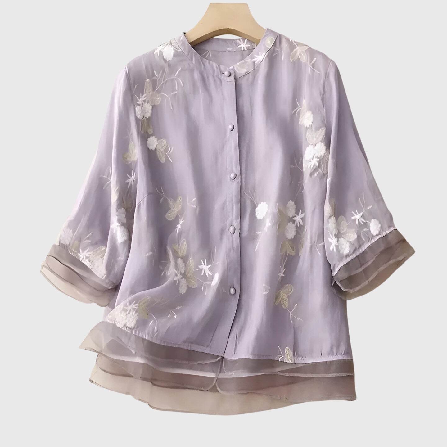 Nellie⢠| Elegant Top with Embroidered Flowers