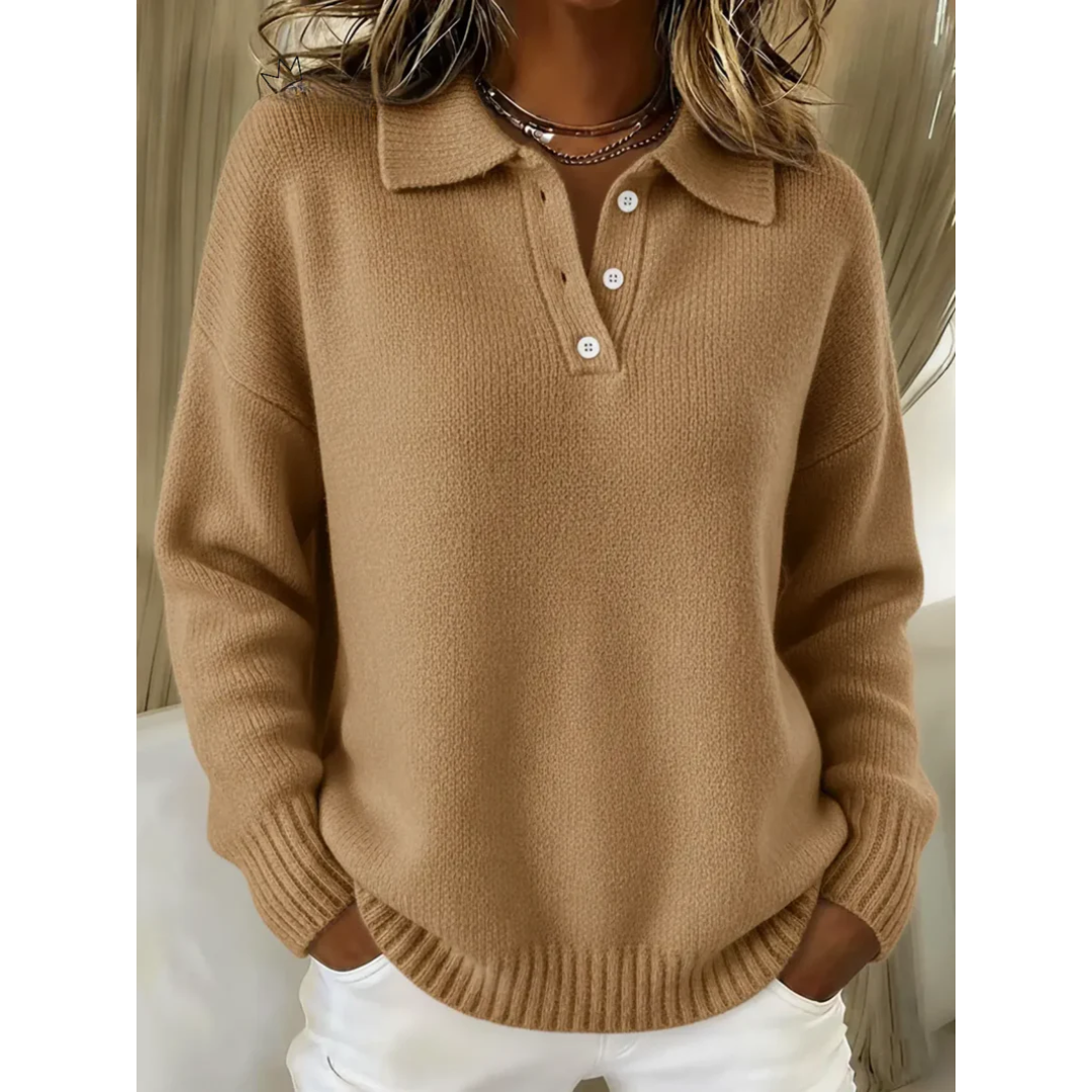 Clara | Soft Knit Polo Sweater