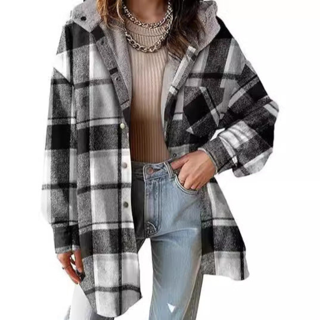 Cheryl | Cozy Hooded Plaid Jacket