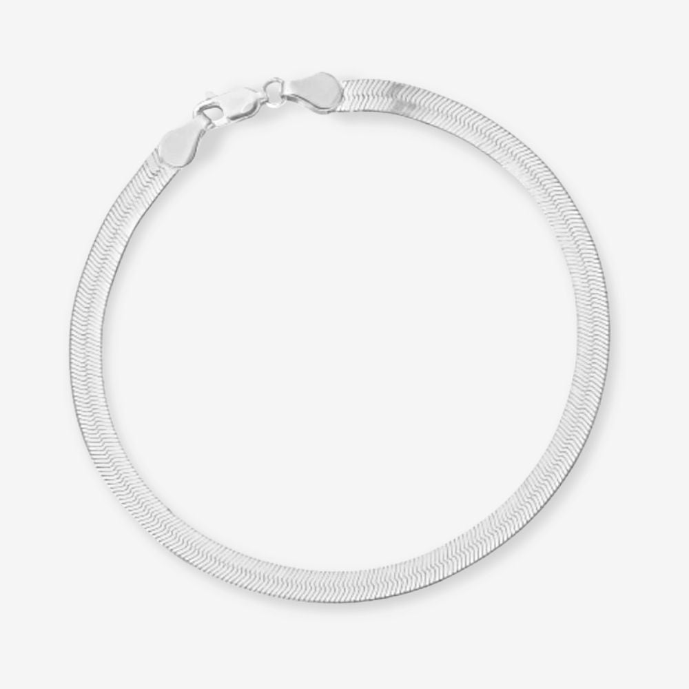 4 mm Flat Chain Bracelet β 925 Sterling Silver Plated