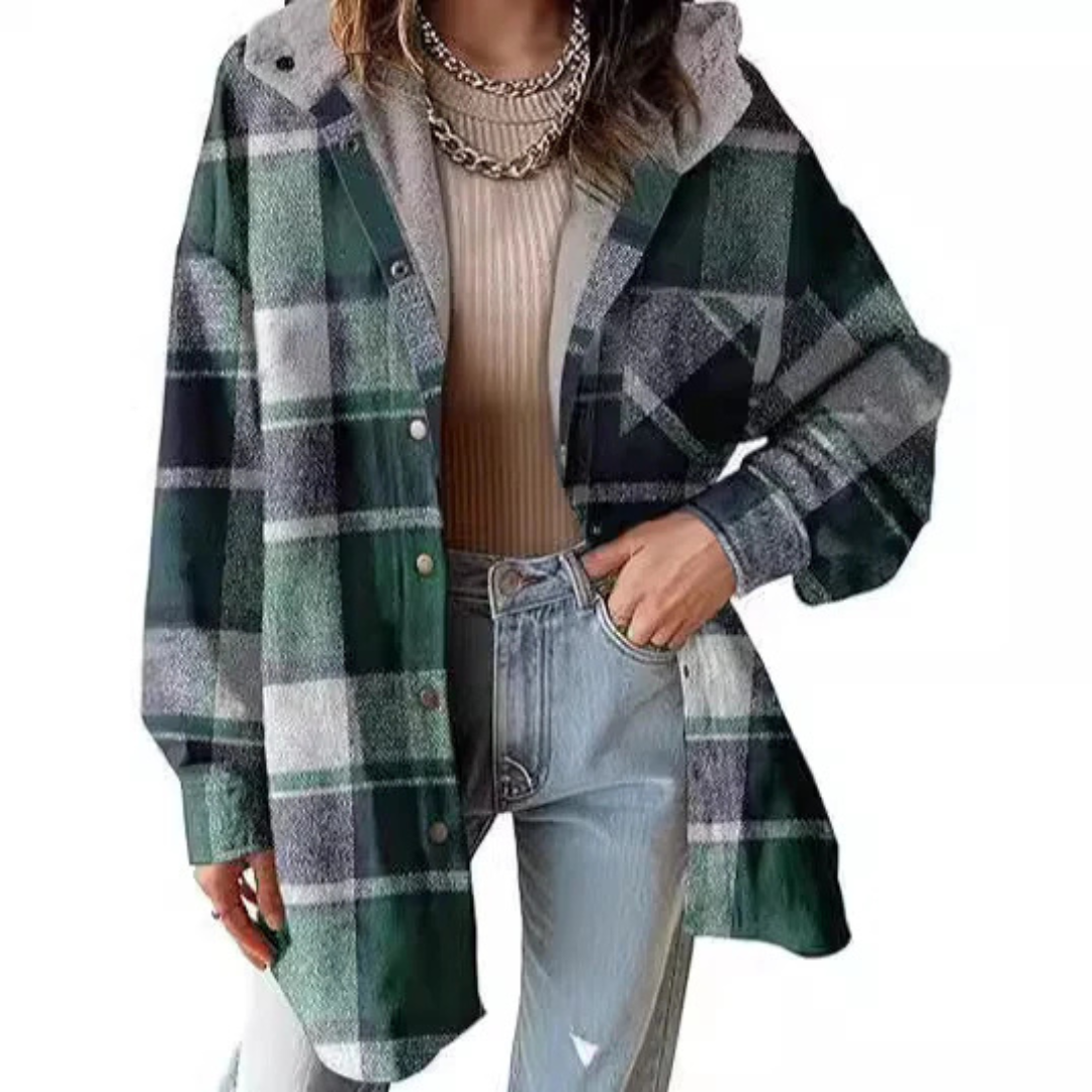 Cheryl | Cozy Hooded Plaid Jacket