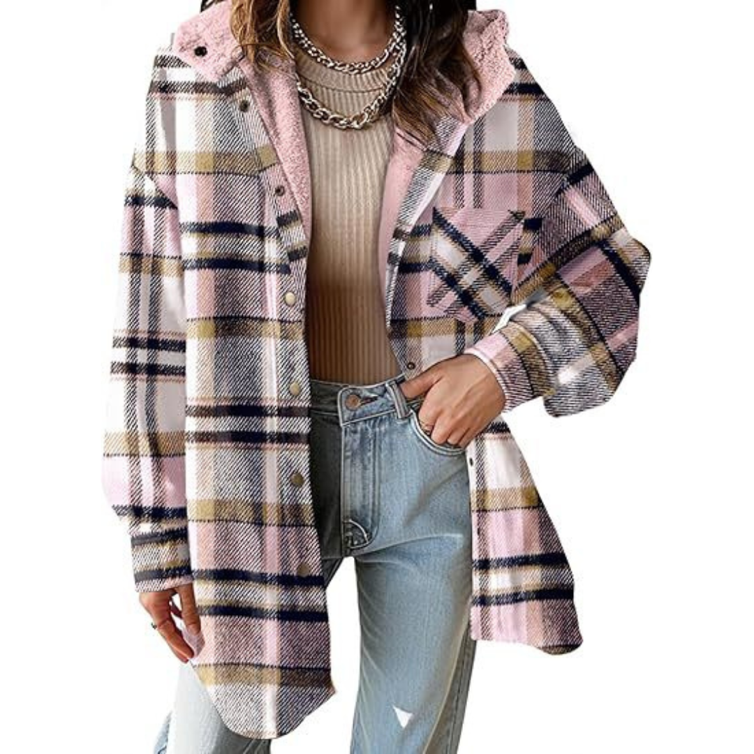 Cheryl | Cozy Hooded Plaid Jacket