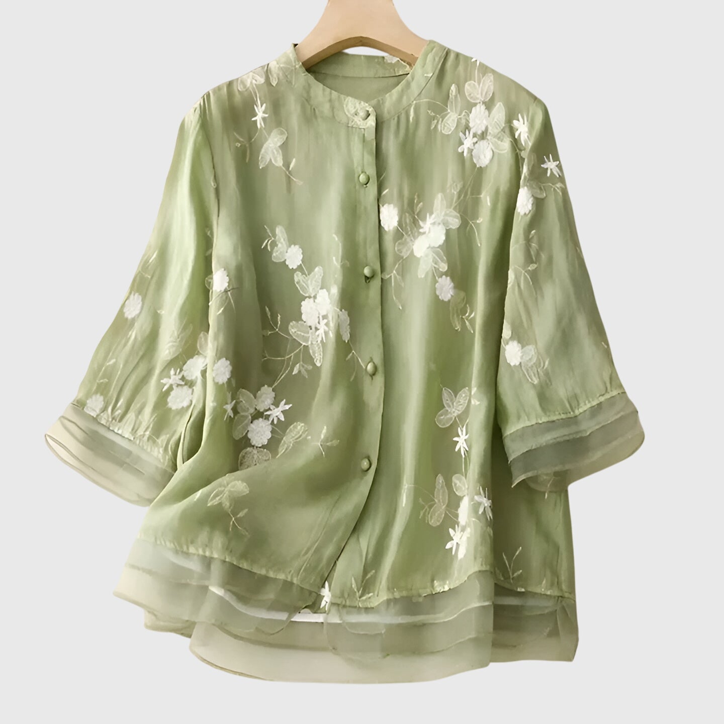 Nellie⢠| Elegant Top with Embroidered Flowers
