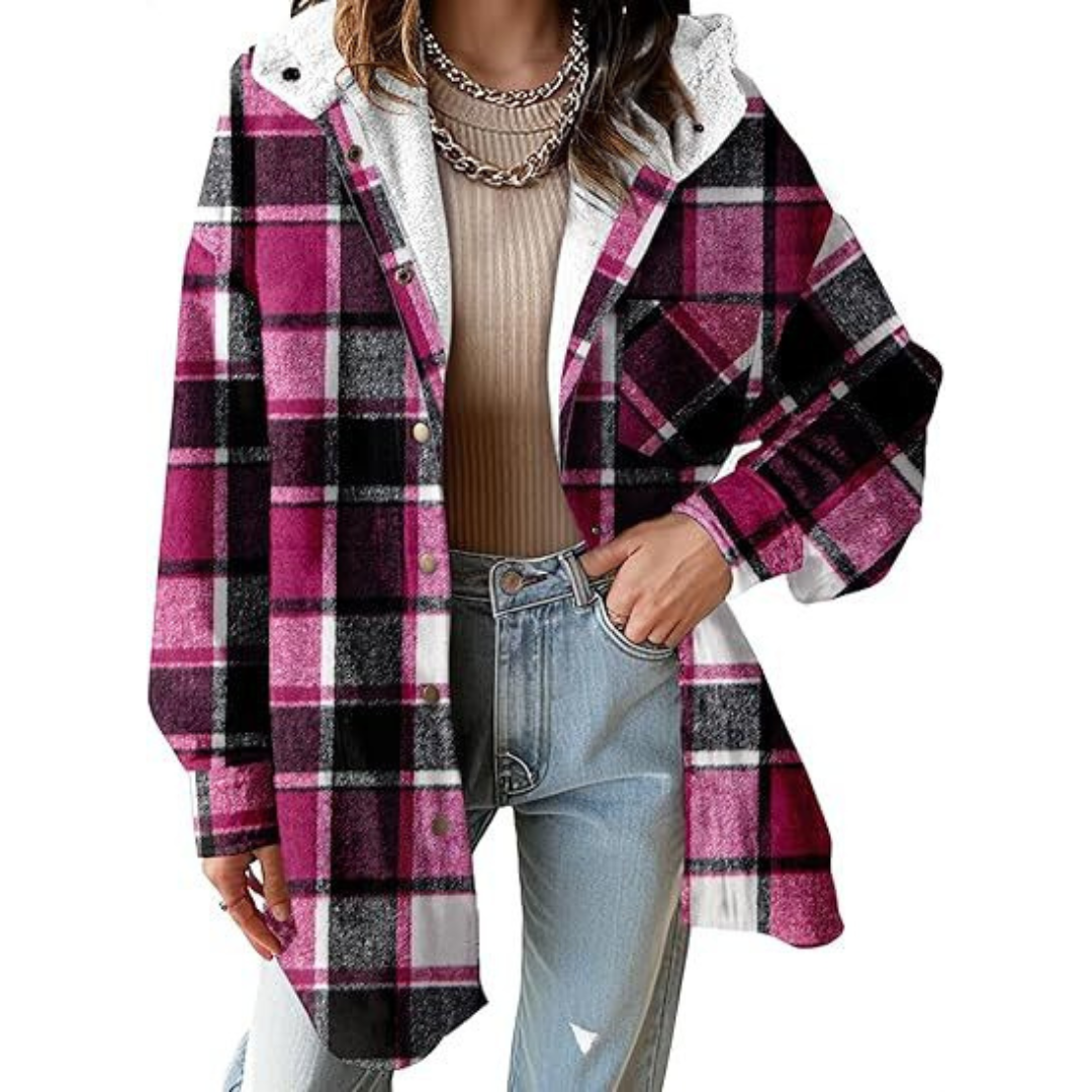 Cheryl | Cozy Hooded Plaid Jacket