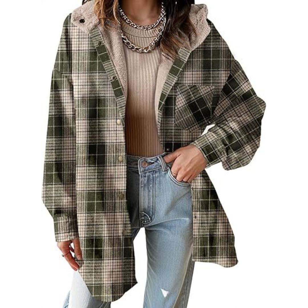 Cheryl | Cozy Hooded Plaid Jacket