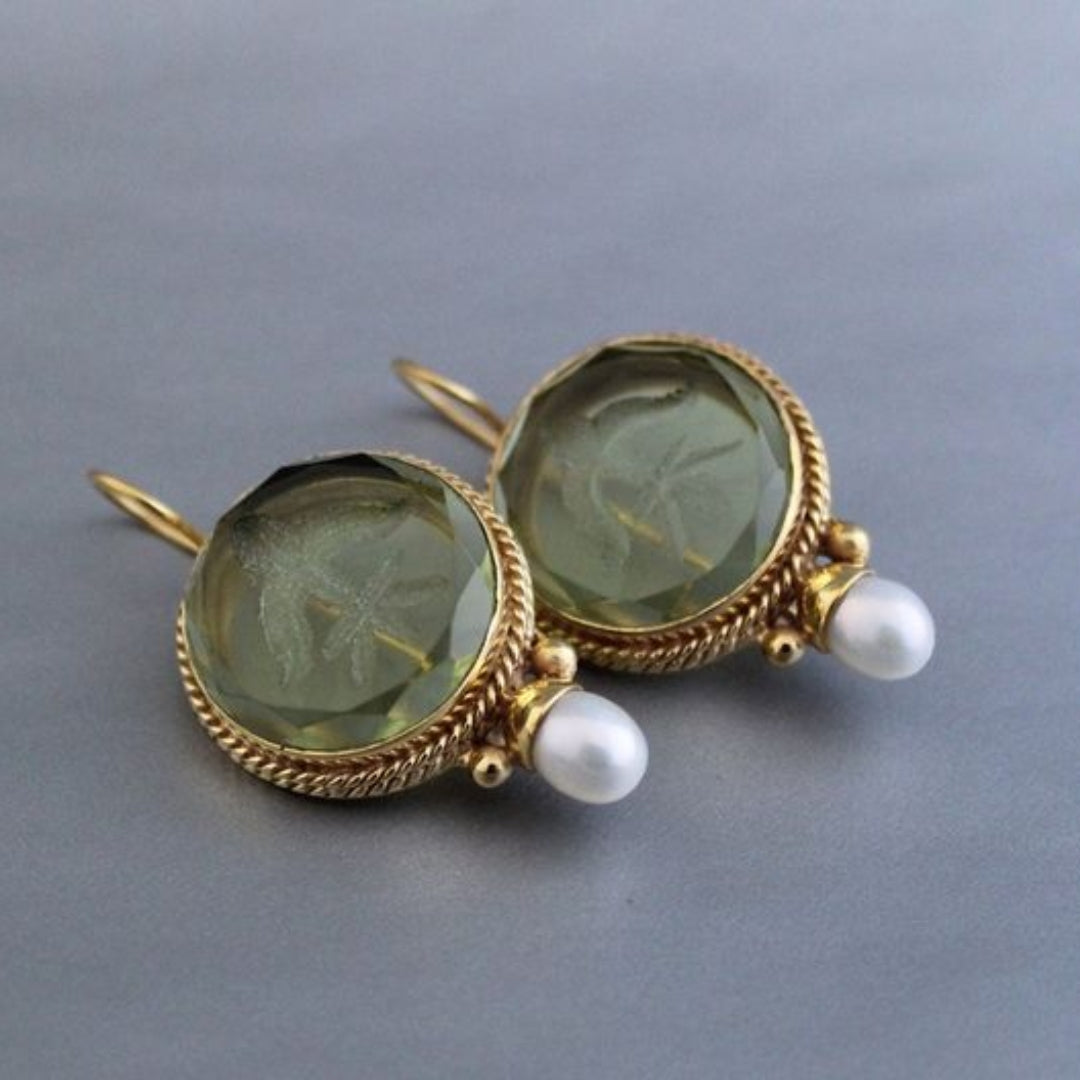 Emerald Pearl Earrings by Penelope