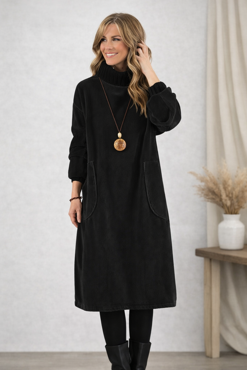 Jennie | Cozy Turtleneck Midi Dress