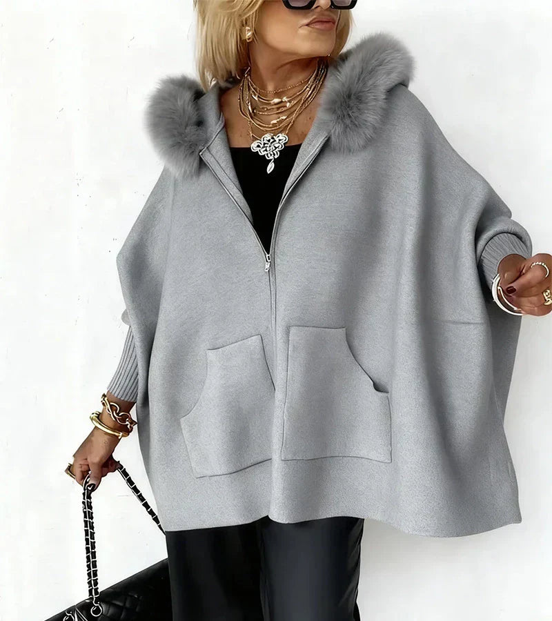 Lydia | Casual Hooded Coat with Fur Collar