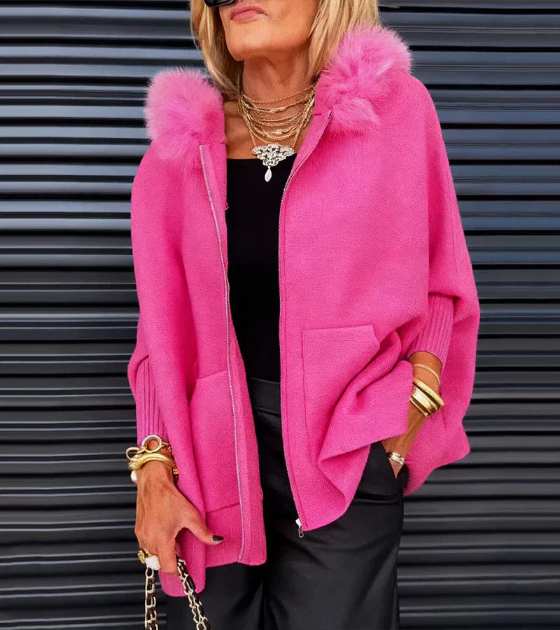 Lydia | Casual Hooded Coat with Fur Collar