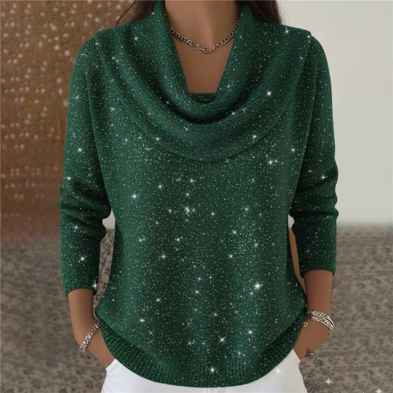 Angie | Sparkle Draped Collar Sweater
