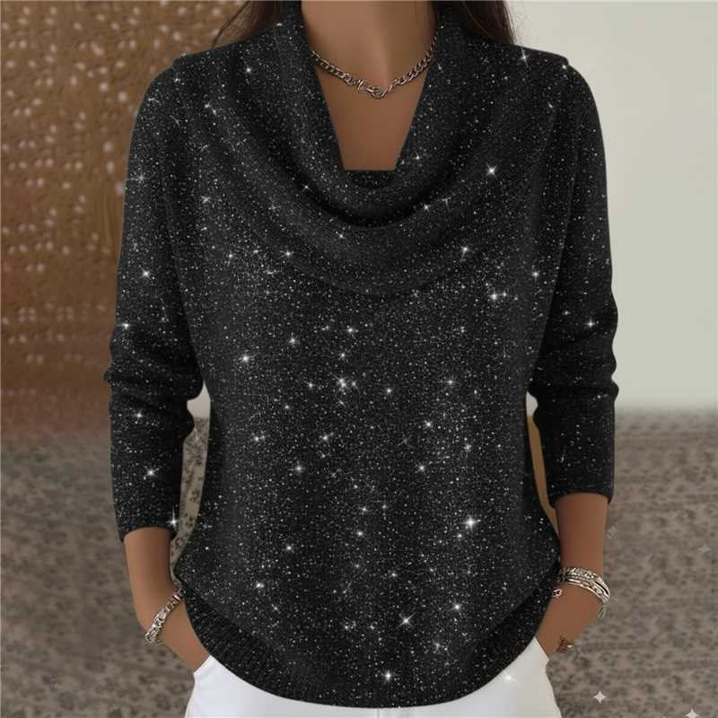 Angie | Sparkle Draped Collar Sweater