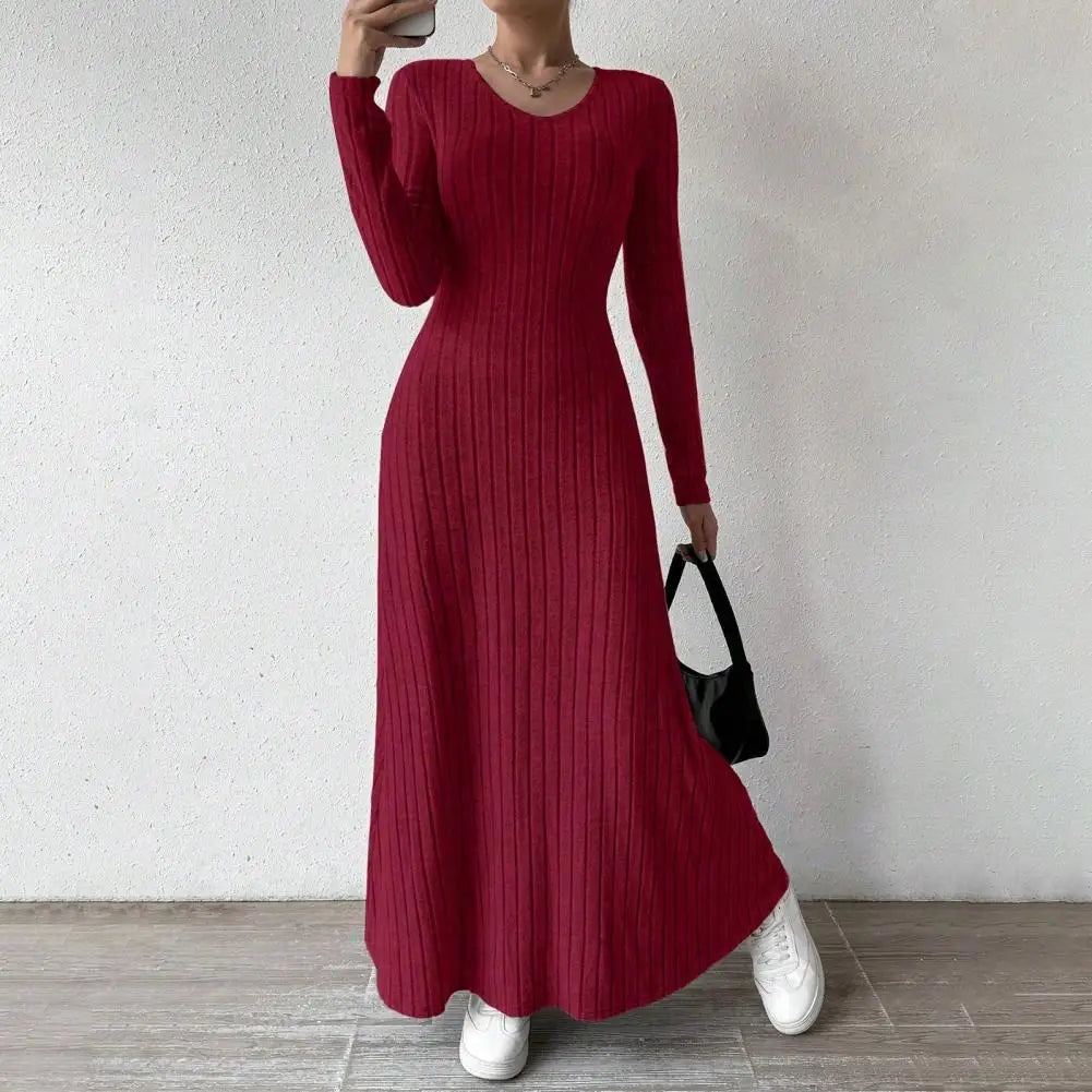 Amelia | Elegant Ribbed Knit Maxi Dress
