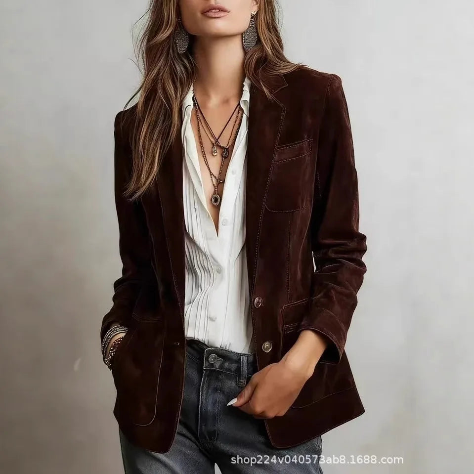 Helen | Elegant Suede Blazer Jacket