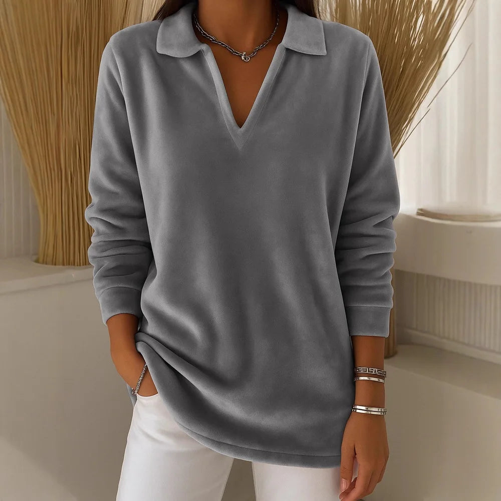 Emma | Soft Velour V-Neck Top