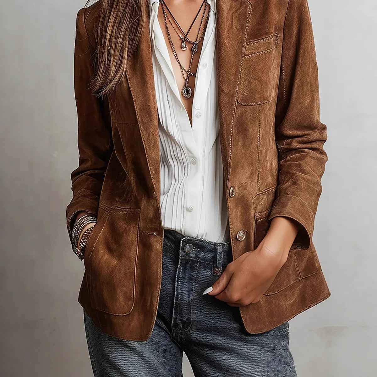 Helen | Elegant Suede Blazer Jacket