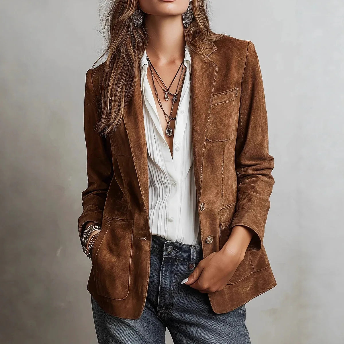 Helen | Elegant Suede Blazer Jacket