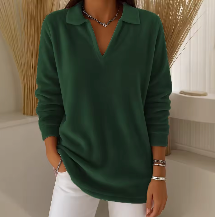 Emma | Soft Velour V-Neck Top