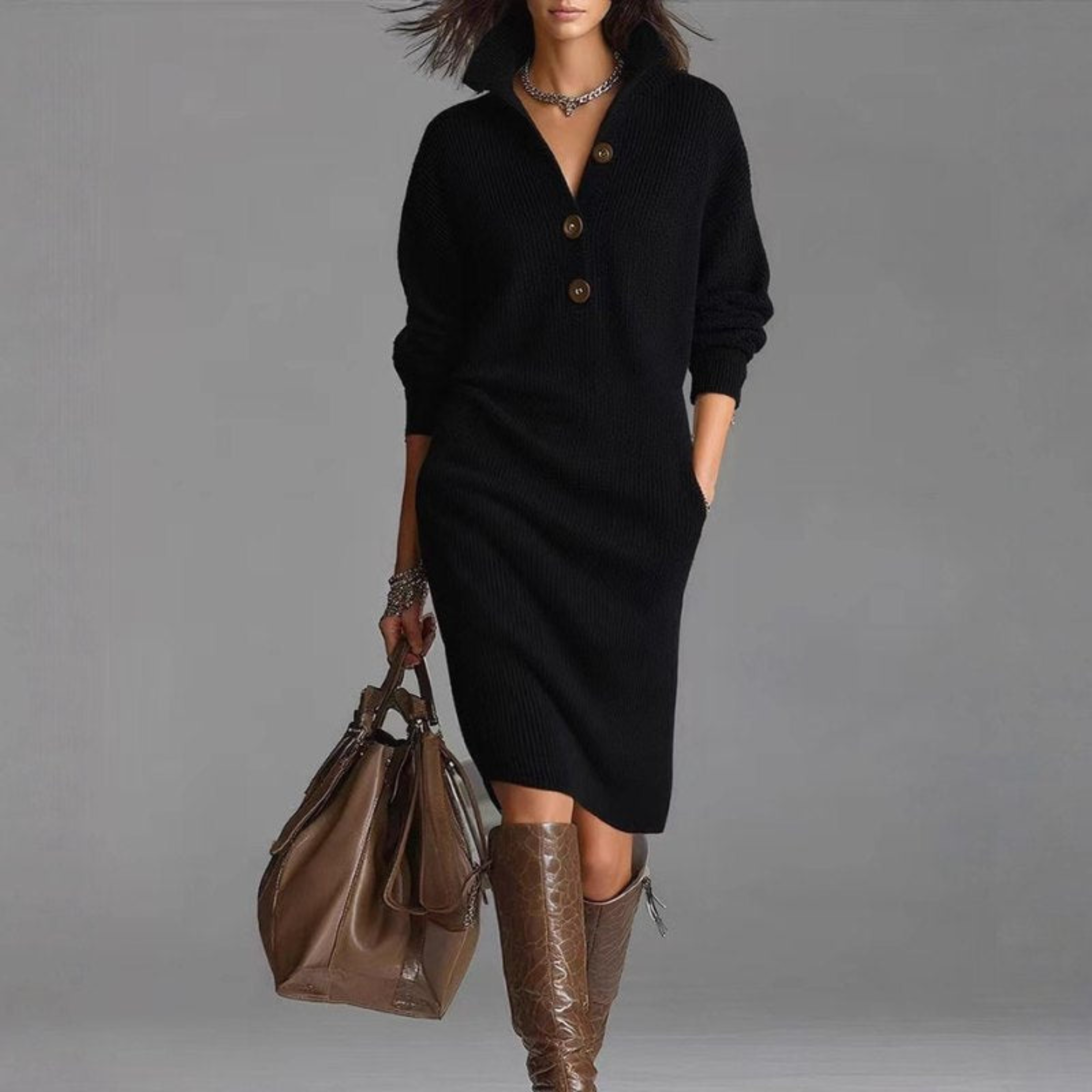 Martha | Soft Knitted Button Dress