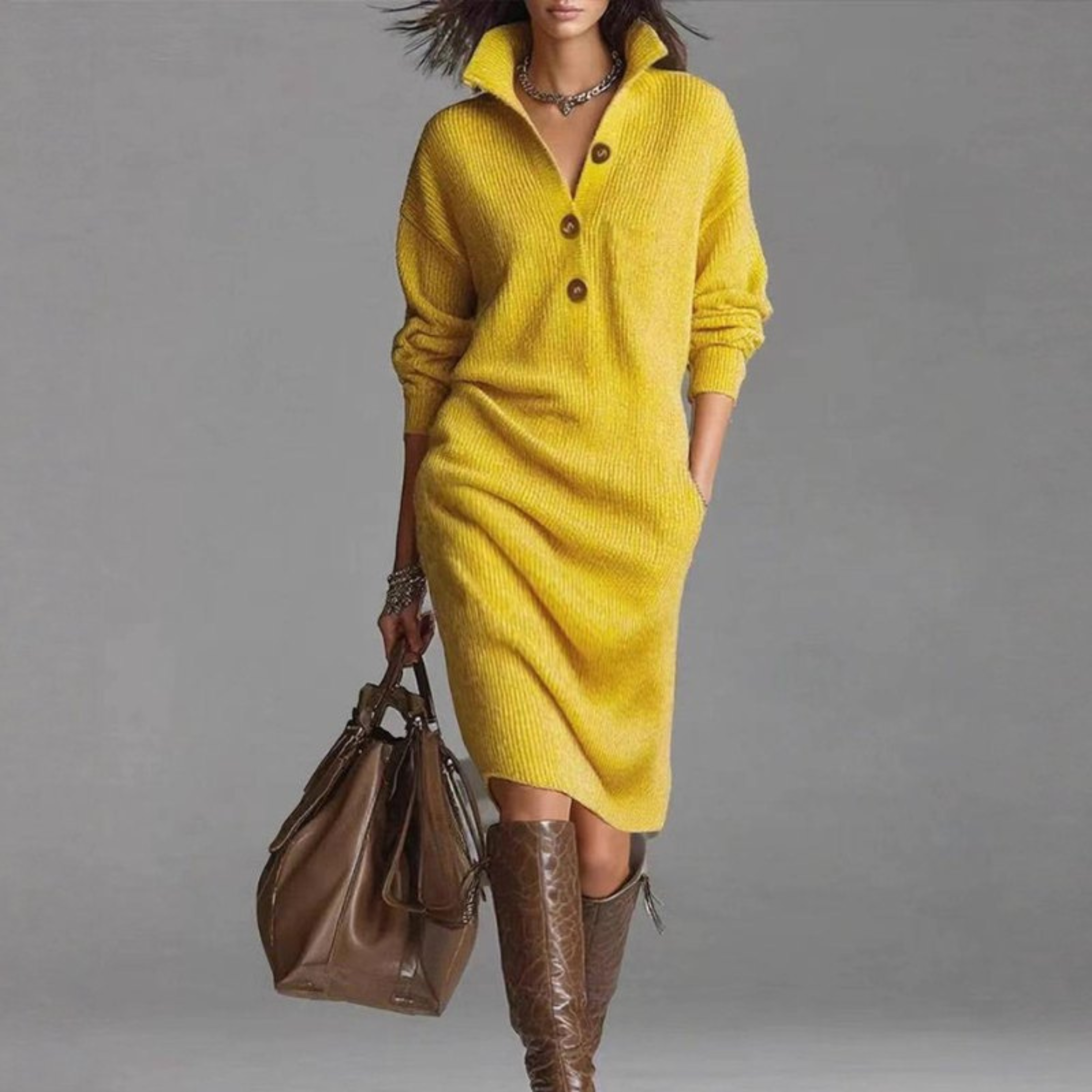 Martha | Soft Knitted Button Dress