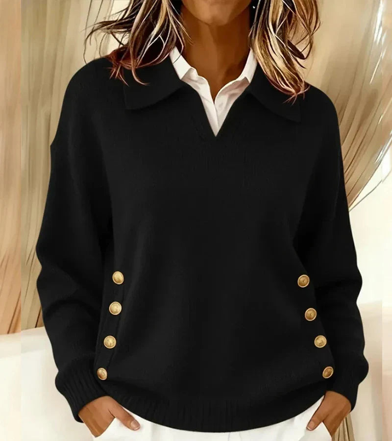 Harper | Elegant Button-Collar Sweater