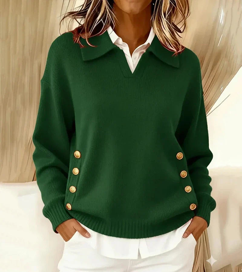 Harper | Elegant Button-Collar Sweater