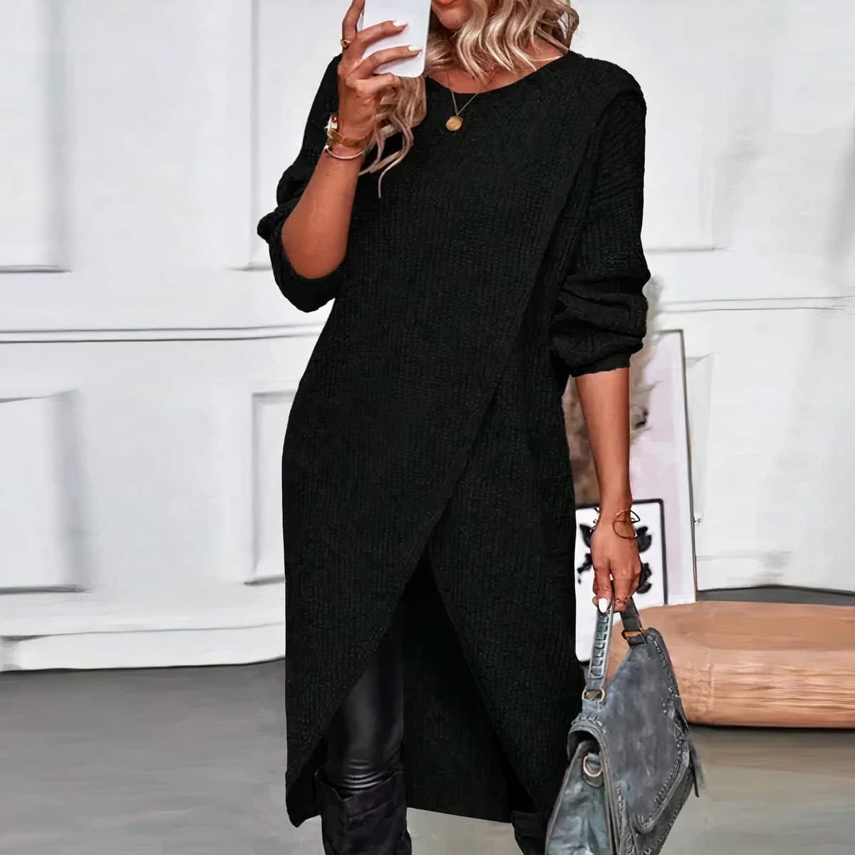 Clara™ | Soft Wrap Sweater Dress