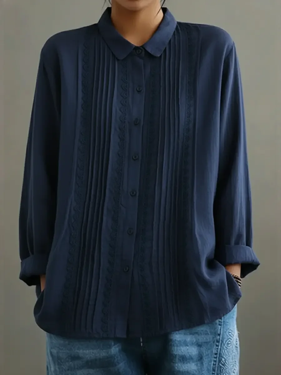 Carol | Shirt Doll Collar Solid Color Long Sleeve