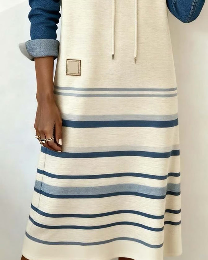 Sophie | Cozy Striped Hooded Dress
