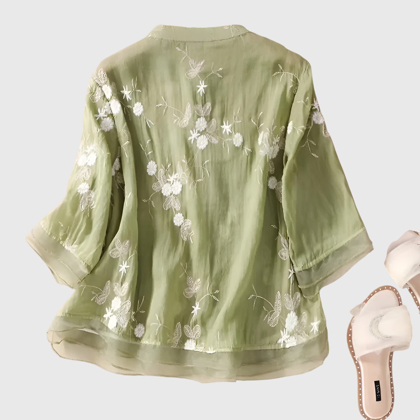 Nellie⢠| Elegant Top with Embroidered Flowers