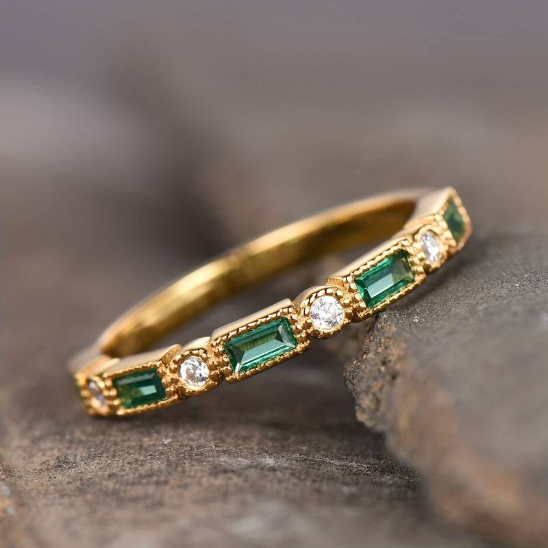 Emma β Gold Ring Featuring Green Zirconia Stones