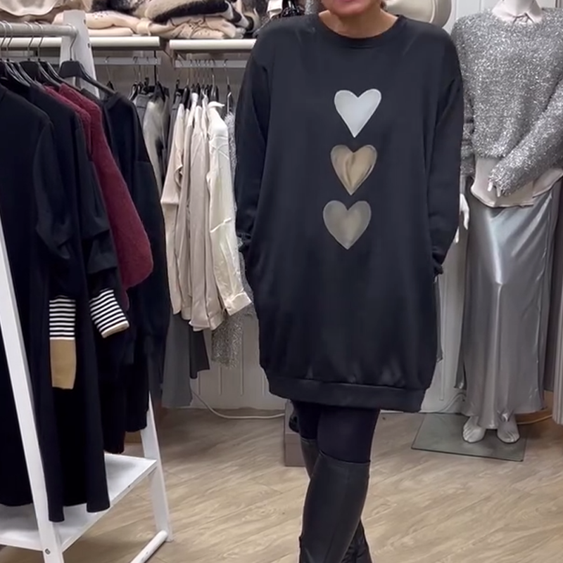 Francine | Heart Print Sweatshirt