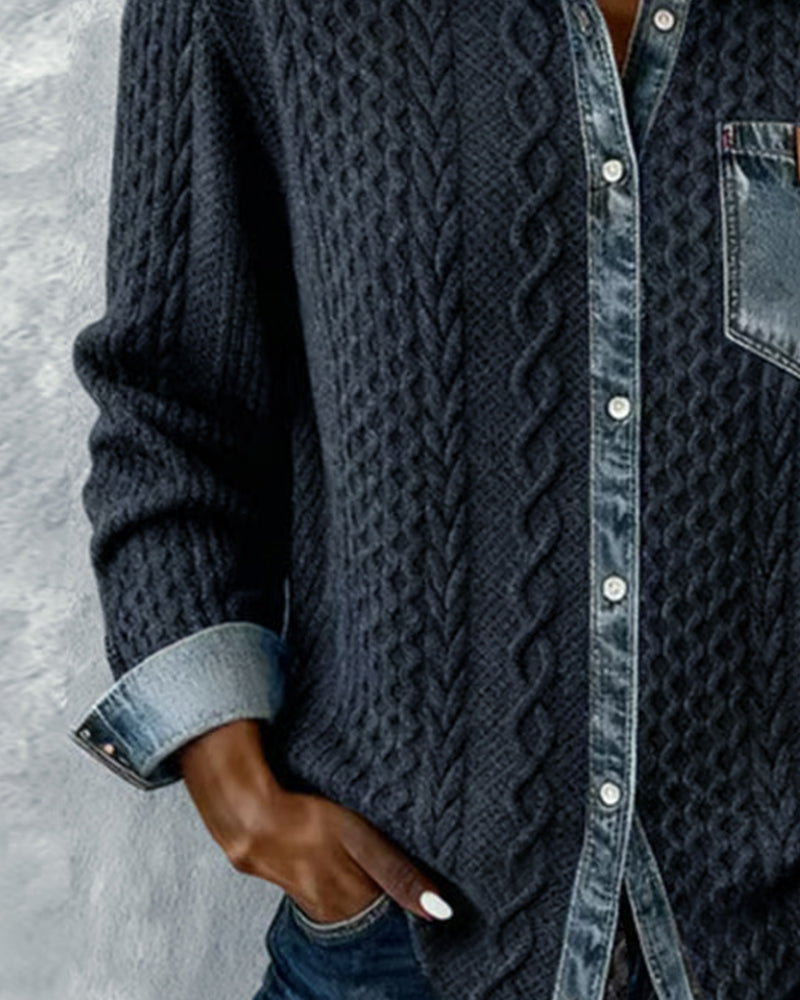 Barbara | Cozy Cable-Knit Denim Shirt