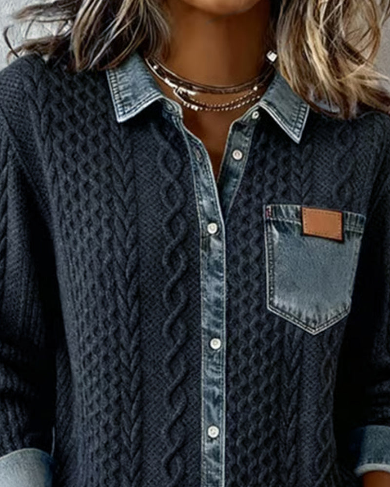 Barbara | Cozy Cable-Knit Denim Shirt